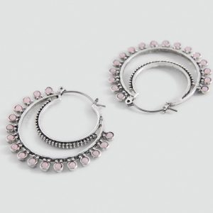 Semi-hoop earrings quartz detail