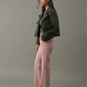 Decorative seam flared jeans