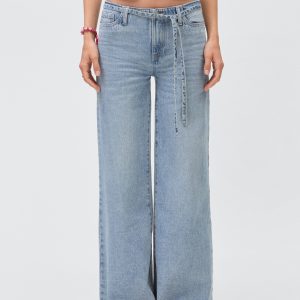 Wide leg jeans with loop