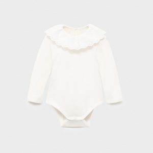 Cotton bodysuit with babydoll neckline