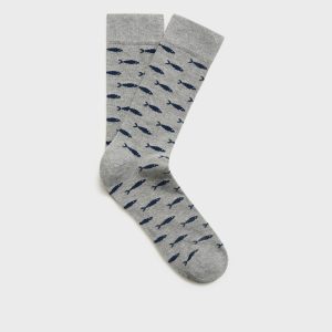 Fish-print cotton socks