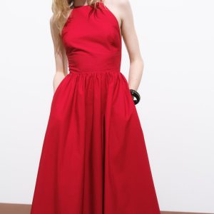 Halter dress with crossed back