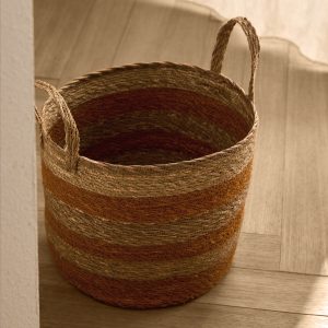 Striped seagrass basket
