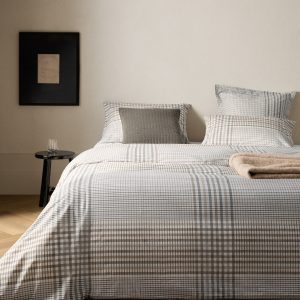 200-thread count percale cotton checked-print duvet cover for 90 cm bed