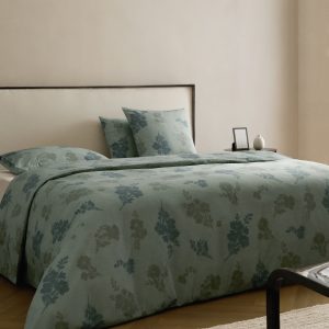 200-thread count percale cotton duvet cover with blurred floral print for 180/200 cm bed