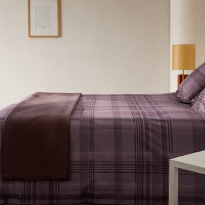 Percale cotton watercolor check-print duvet cover for 150 cm bed