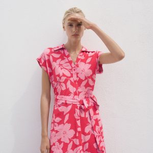 Floral-print shirt-style dress