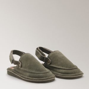 Leather slippers with shearling lining