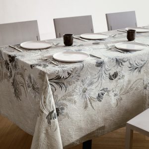 Cotton jacquard floral-print tablecloth for 6 to 8 diners