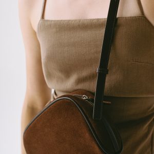 Suede leather shoulder bag