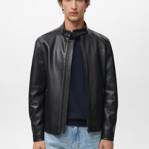 Zip-up faux-leather jacket