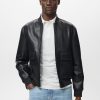 Faux-leather bomber jacket