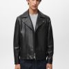 Faux-leather biker jacket