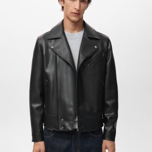 Faux-leather biker jacket