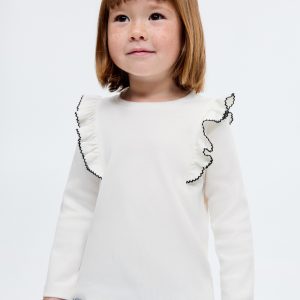 Ruffled ribbed T-shirt