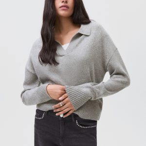 Knitted polo-neck sweater