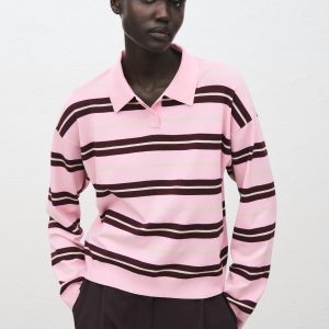 Striped polo-neck sweater