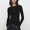 Boat neck ribbed sweater