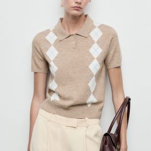 Argyle polo neck sweater