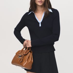 Combined shirt-collar sweater