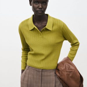 Polo-neck ribbed sweater