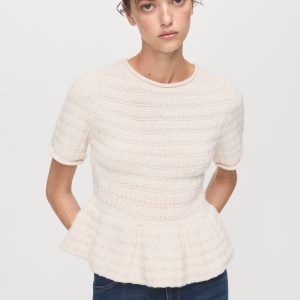 Textured sweater with ruffles