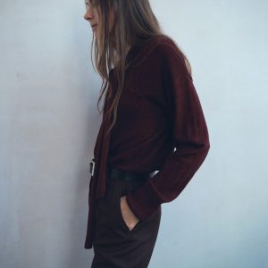 V-neck sweater with scarf