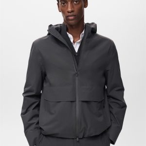 Water-repellent hooded jacket