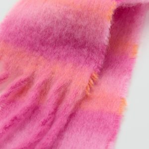 Striped scarf with fringed ends