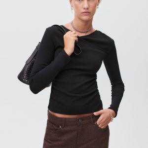 Gathered cotton t-shirt