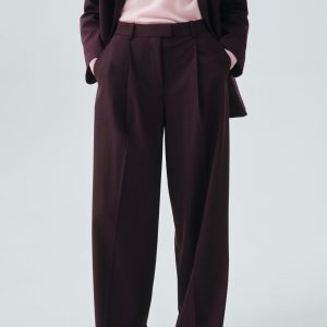 Straight wool suit pants