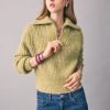Knitted sweater with perkins neck