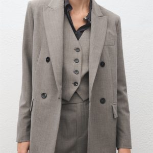 Double-breasted wool blend blazer