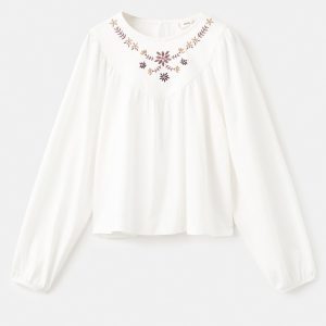 Floral-embroidered t-shirt