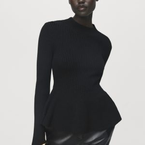 Ribbed peplum sweater