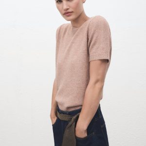 Short-sleeved lurex sweater