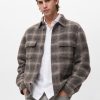 Check wool-blend overshirt