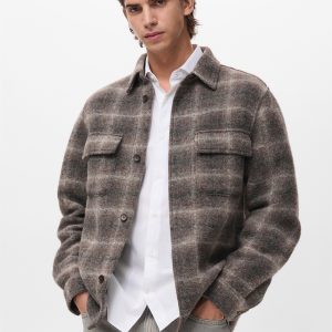 Check wool-blend overshirt