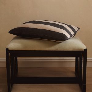 100% linen striped-print cushion cover with zip 15.75 in x 23.62 in