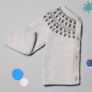 Knitted cardigan with patterned trim