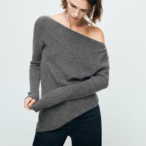 Asymmetrical sweater with metallic detail