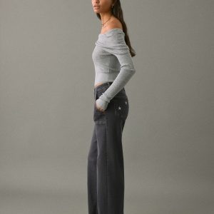 Culotte jeans with embroidered stars