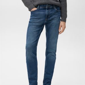 Jan slim-fit faded dark-wash jeans
