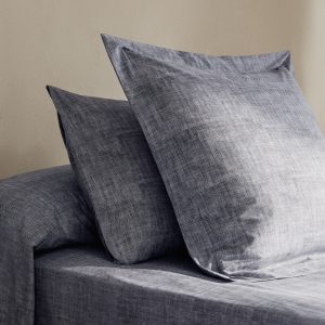 Percale cotton herringbone-print pillowcase 45x110 cm