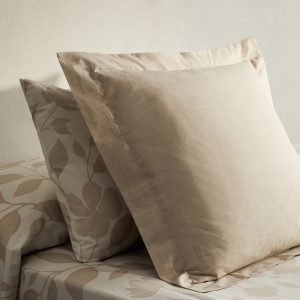 Two percale cotton herringbone-print pillowcases 60x60 cm