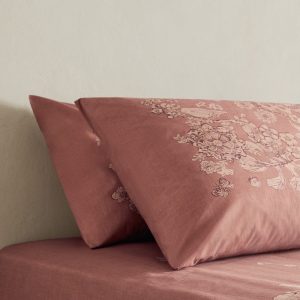 Percale cotton floral-print pillowcase 50x75 cm