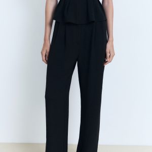 Straight-fit pleated pants