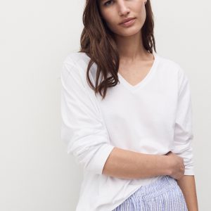 Seersucker striped two-piece pajamas