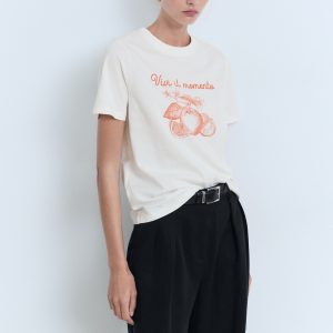 Printed cotton-blend t-shirt