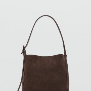 Suede leather shopper bag